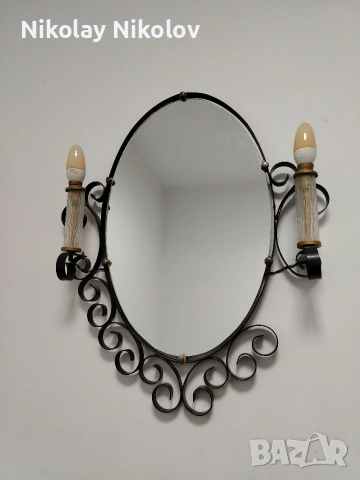 огледало от ковано желязо и аплици , снимка 7 - Огледала - 53331080