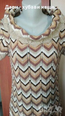 Туника в бежово и златисто🍀❤M/L,L🍀❤арт.4050, снимка 2 - Блузи - 35733850