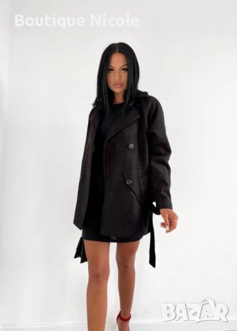Велурено палто в черно  , снимка 5 - Палта, манта - 41859149