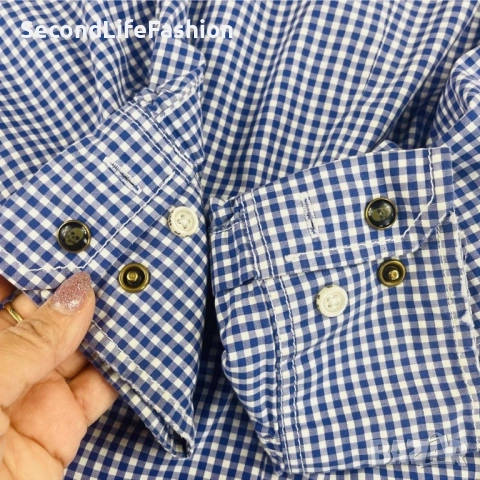 Мъжка риза с копчета Kings of Rome Finest Garments, синя, карирана размер XXL памук, снимка 6 - Ризи - 52658294