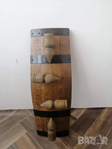 Полилеи от автентични реставирани бъчви с 4 ръчно изработени дървени чашки-конус, снимка 7 - Полилеи - 49004436