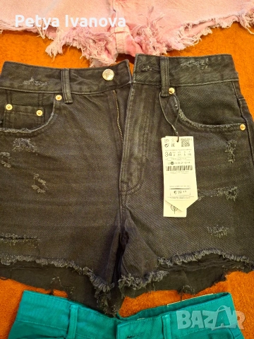 Три чифта къси дънкови панталони, размер 34, снимка 5 - Къси панталони и бермуди - 53486735