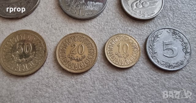 Монети. Тунис . 2, 1 и 1/2 динар, 10, 20, 50 ,100, 5 милима. 8 бройки., снимка 5 - Нумизматика и бонистика - 42373005