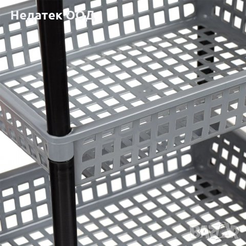 Етажерка с три рафта и колелца, 30х40х57см, сива, снимка 2 - Етажерки - 35718057