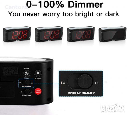 Голям светодиоден цифров будилник с нощна светлина, червен цифров дисплей, 220 V, снимка 2 - Друга електроника - 34101031