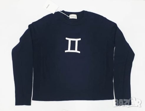 Тъмносин дамски памучен пуловер Близнаци Rodier, снимка 2 - Блузи с дълъг ръкав и пуловери - 34771731