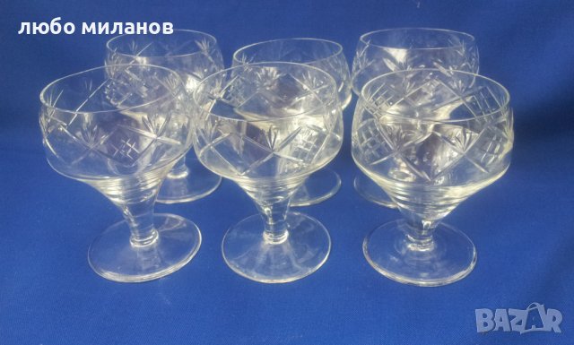 Кристални чаши за концентрат, столче, гравюра 6 бр, снимка 1 - Чаши - 39056789