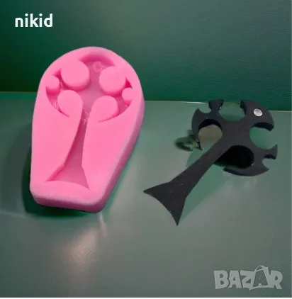 Кръст с подвити краища Хелоуин силиконов молд форма фондан гипс шоколад смола декор висулка