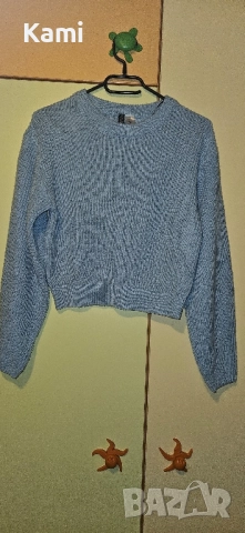 Светло син пуловер HM, XS размер, снимка 6 - Блузи с дълъг ръкав и пуловери - 51945470