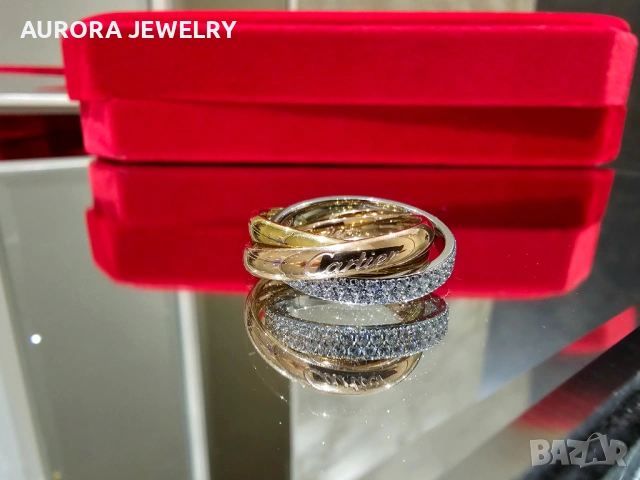 CARTIER Trinity Half Paved Classic Унисекс (Мъжки / Дамски) Пръстен, снимка 2 - Пръстени - 53170034