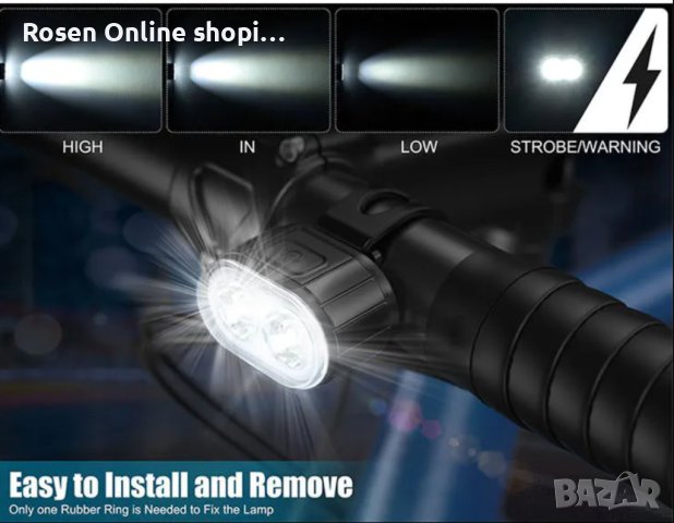 LED Комплект фар и заден стоп за велосипед и тротинетка, водоустойчиви с акумулаторна батерия, снимка 6 - Велосипеди - 40614737