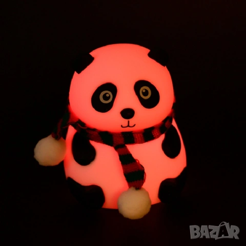 Нощна лампа Панда – силиконова LED лампа със смяна на цветовете, снимка 3 - Други - 53658596