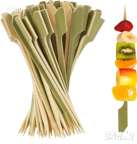 20 бр Бамбукови дървени клечки вилички за хапки шишчета скара BBQ парти кетъринг коктейл коктейли