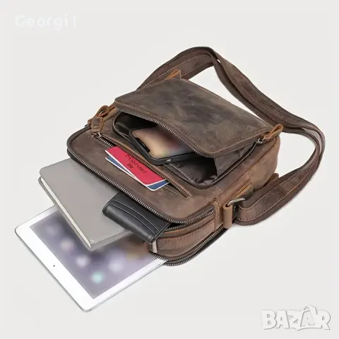 Премиум*/Мъжка Винтидж Бизнес чанта/Crazy Horse* Кафява естествена кожа!, снимка 13 - Чанти - 49776572