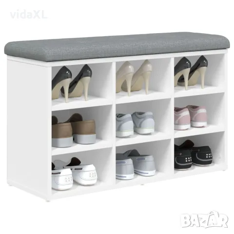 vidaXL Пейка за обувки, бяла, 82x32x50 см, инженерно дърво, снимка 7 - Маси - 56148091
