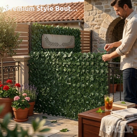 Изкуствен жив плет "Бръшлян" 1х3м – Декоративна ограда за балкон и градина с UV защита, снимка 6 - Огради и мрежи - 53833188