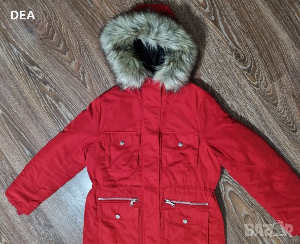 Червена ватирана парка с качулка М-80лв.НОВА, снимка 3 - Якета - 39493866