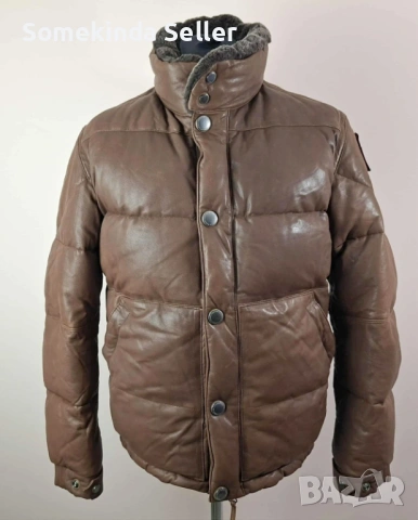 Parajumpers Goat Leather Down Jacket Size L Кожено Пухено Яке Мъжко