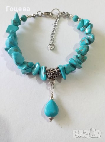 Уникално красив Бохо комплект обеци и колие с естествени Тюркоази. , снимка 11 - Бижутерийни комплекти - 41146171