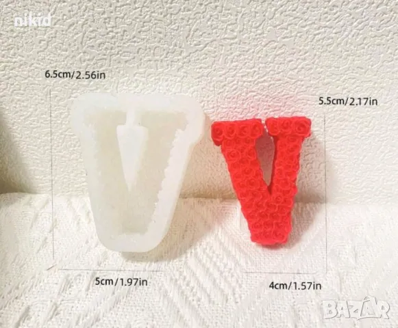 LOVE L O V E букви буква от рози надпис текст силиконов молд форма фондан гипс шоколад смола свещ , снимка 2 - Форми - 49092762