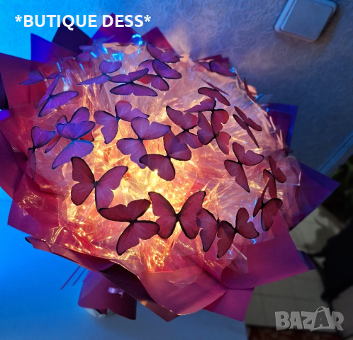 Луксозни,светещи букети"DESS"🦋💐‼️БЕЗПЛАТНА ДОСТАВКА ПРИ ПОРЪЧКА НА 2 БУКЕТА‼️‼️🎁💖, снимка 14 - Стайни растения - 44766936