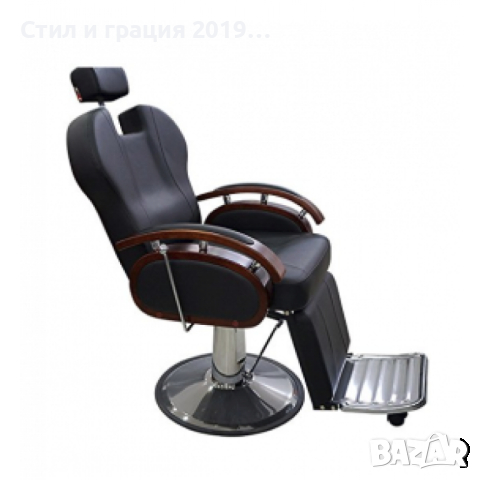 Бръснарски стол Apolo - черно и черно с оранжево, снимка 3 - Бръснарски столове - 44597798