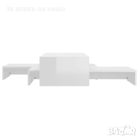 Комплект масички за кафе, бял гланц, 100x100x26,5 см Код P349, снимка 2 - Маси - 49799740