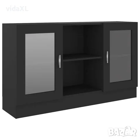 vidaXL Шкаф витрина, черен, 120x30,5x70 см, инженерно дърво