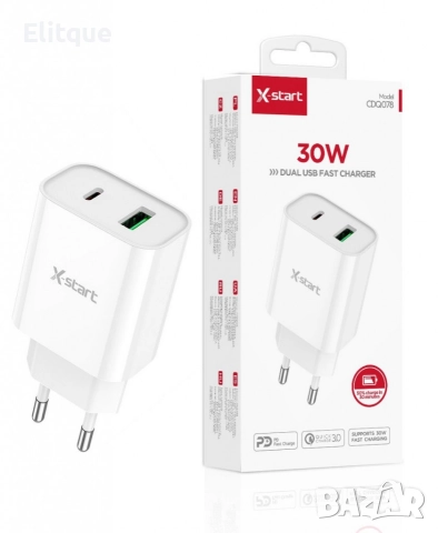 Type-C + USB бързо двойно зарядно устройство, снимка 3 - Друга електроника - 52839515