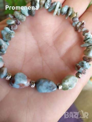 Гривна от естествен Ларимар, снимка 10 - Гривни - 51395206