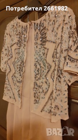 Маркова рокля с бродирани камъни в цвят пепел от роза, снимка 7 - Рокли - 34484602