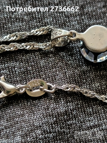 Сребърно колие с бял цирконии , снимка 4 - Колиета, медальони, синджири - 53759336