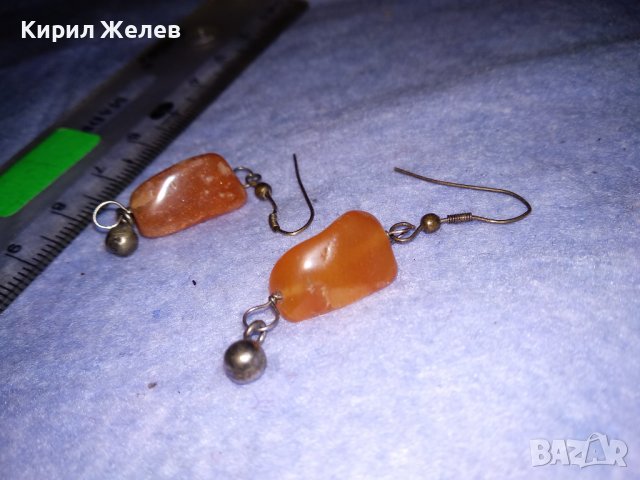 РЕТРО - ВИНТИДЖ КАРНЕОЛЕНИ ХЕНД - МЕЙД ОБЕЦИ 36463, снимка 8 - Обеци - 39944907