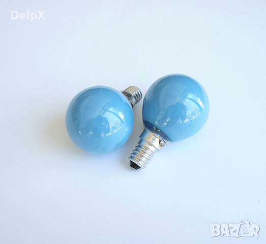 Лампа сфера мини синя с цокъл E14 220V 25W, снимка 1