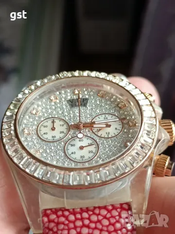 Уникален Рядък Оригинал Италиански Часовник Хронограф Vip Time Italy Diamonds Stingray , снимка 3 - Луксозни - 49760936