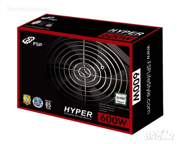 Захранващ блок FSP HYPER 600, 600W, PFC Active, снимка 3 - Захранвания и кутии - 53597183