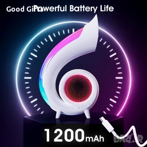 Led Лампа с Bluetooth Високоговорител, RGB с Блутут и Часовник, снимка 6 - Настолни лампи - 48038434