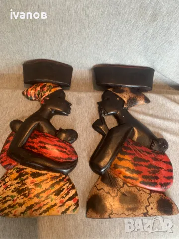 африкански дървени фигури  декорации за стени, снимка 2 - Декорация за дома - 50071926