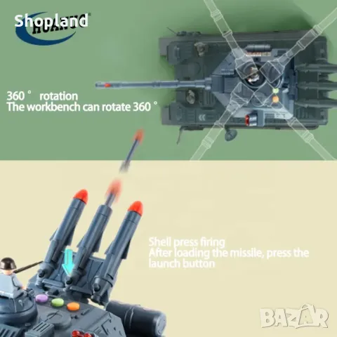 Детски военен танк 2в1, снимка 3 - Коли, камиони, мотори, писти - 48672999