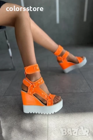 Сандали на платформа - оранжеви - KD20

, снимка 2 - Сандали - 50680422