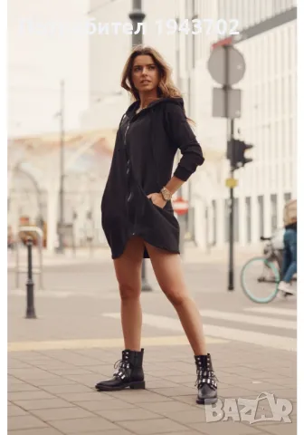 Дамски дълъг суичър в черен цвят 22980