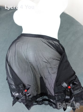 Lee Kleimann M/L прозрачна еротична тюлена пола с две сатенени панделки отпред, снимка 1 - Бельо - 42067717