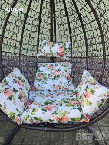 Градинска люлка от PVC ратан с метална конструкция, снимка 3 - Градински мебели, декорация  - 50204606