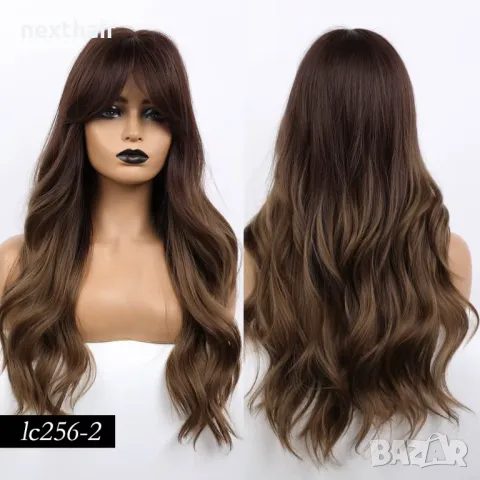 Омбре перука със светли краища и бретон, снимка 8 - Аксесоари за коса - 48669684