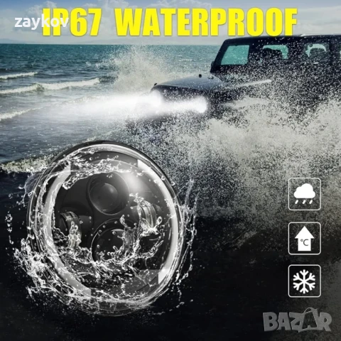 Kairiyard 7-инчови кръгли LED фарове 100W 10000LM 4 лещи Angel Eyes 3000K + 6000K 4 режима, снимка 5 - Друга електроника - 50656740