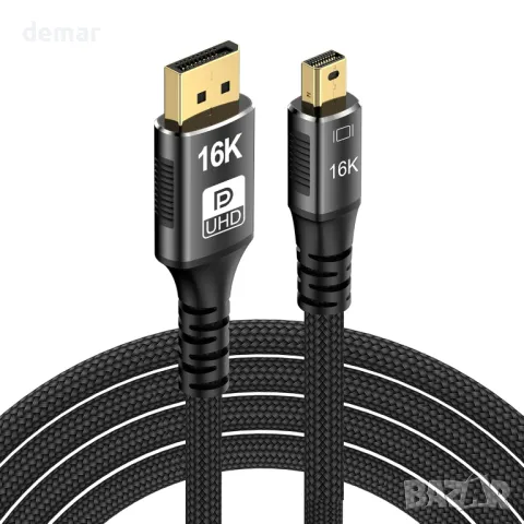 Кабел Mini DisplayPort към DisplayPort 2.1, DP 16K, двупосочно предаване(Mini DP към DP2.1 16K-3M)