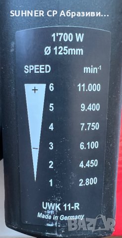 SUHNER UWK 11-R - МОЩЕН ъглошлайф с регулируеми обороти, снимка 12 - Други машини и части - 42017361
