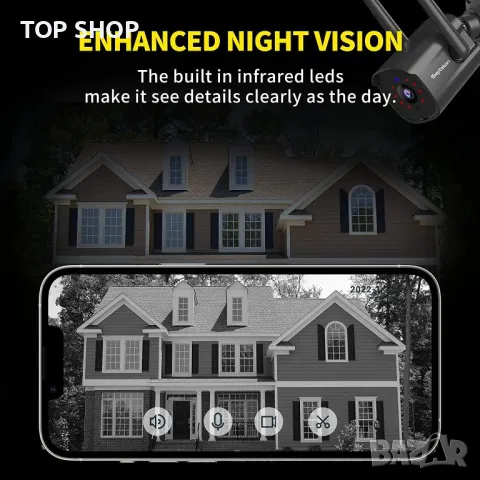 IP Камера на Septekon,1080p, двойна антена 2.4G WiFi камера с нощно виждане,двупосочно аудио, снимка 8 - Камери - 48511901