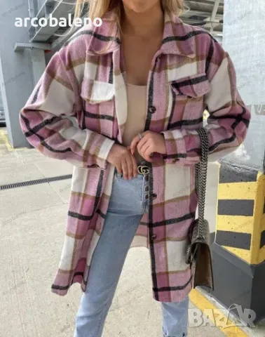 Дамско преходно едноредно карирано сако с дълъг ръкав, 3цвята , снимка 3 - Сака - 48684897