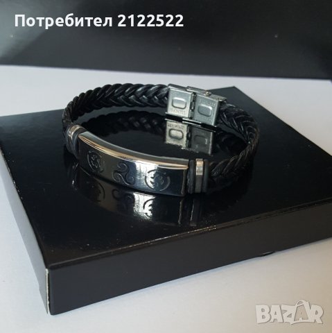 Мъжки гривни - кожа и стомана, снимка 8 - Гривни - 30930196